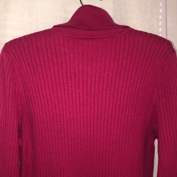 Talbots LP Ribbed Fuchsia Turtleneck Cotton Blend Knit Sweater - Picture 7 of 14